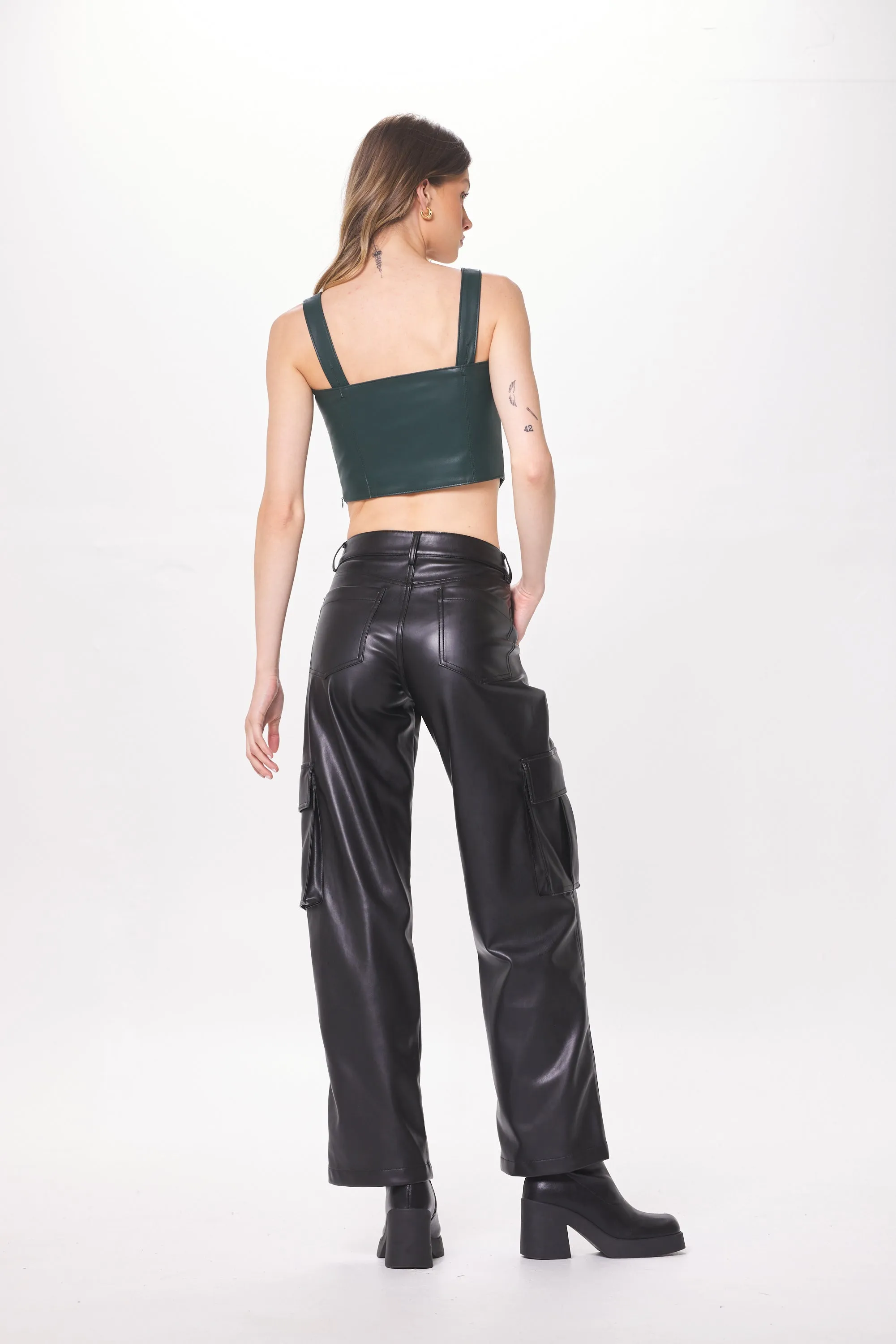 Forest Green Faux Leather Corset