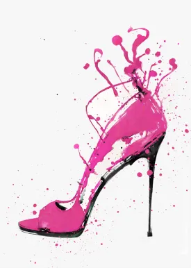 Fuchsia High Heel Splash Wall Art Print