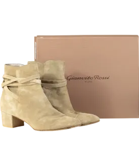 Gianvito Rossi Beige Suede Mid Heel Boots UK 9 EU 42 👠
