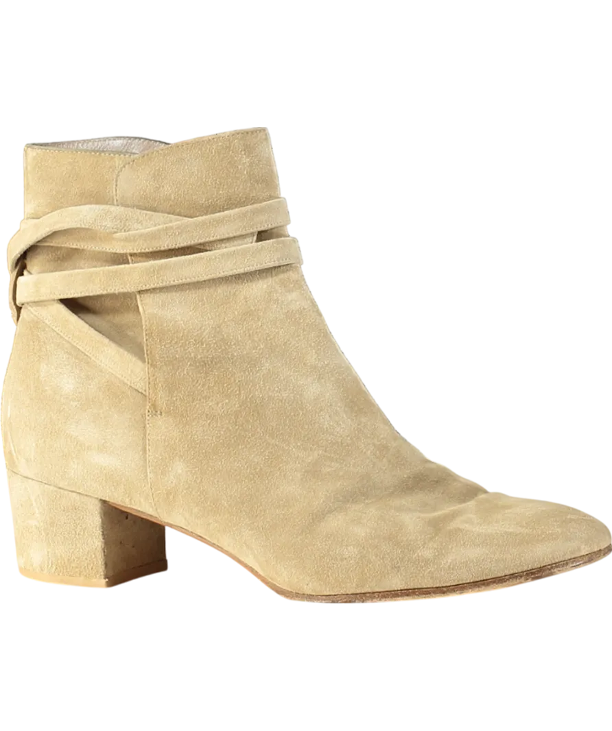 Gianvito Rossi Beige Suede Mid Heel Boots UK 9 EU 42 👠