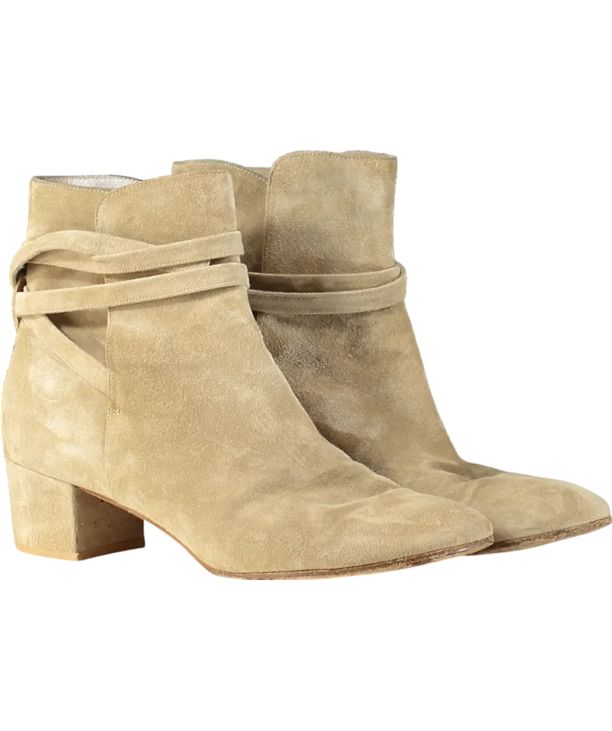 Gianvito Rossi Beige Suede Mid Heel Boots UK 9 EU 42 👠