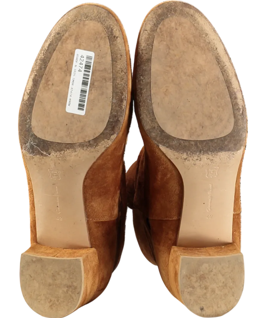 Gianvito Rossi Brown Tan Suede Mid Heel Boots UK 9 EU 42 👠