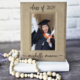 Graduation Picture Frame Engraved Light Brown/Black | Class of 2024 Graduation Gift