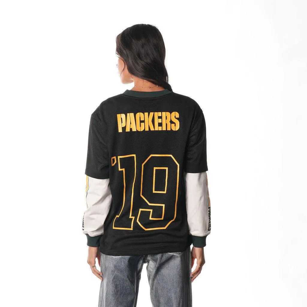 GREEN BAY PACKERS WOMENS MESH LS LAYRED TEE - MULTI