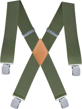 Heavy Duty Mens Suspenders.X-Shaped 2?? Wide Strong Clips Suspenders For Men Women.