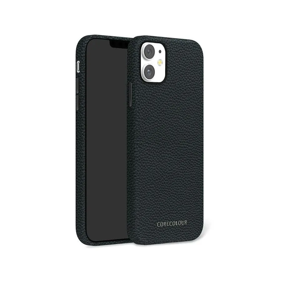 iPhone 11 Black Genuine Leather Phone Case