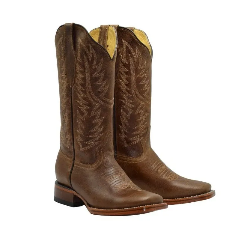 JB16-10 Brown  Plain Women Boots,  Western Boots, Square Toe, Premium Women's Cowboy Boots, Embroidered, Cowgirls Boots.