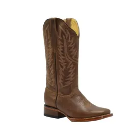 JB16-10 Brown  Plain Women Boots,  Western Boots, Square Toe, Premium Women's Cowboy Boots, Embroidered, Cowgirls Boots.