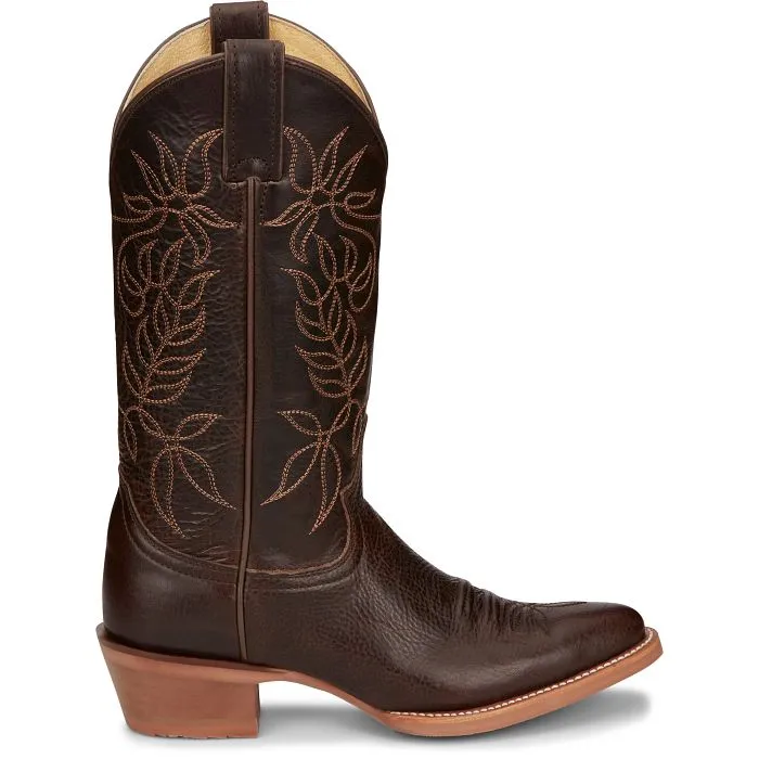 Justin Women's 12" Rosey Espresso Cowhide Round Toe Western Boot
