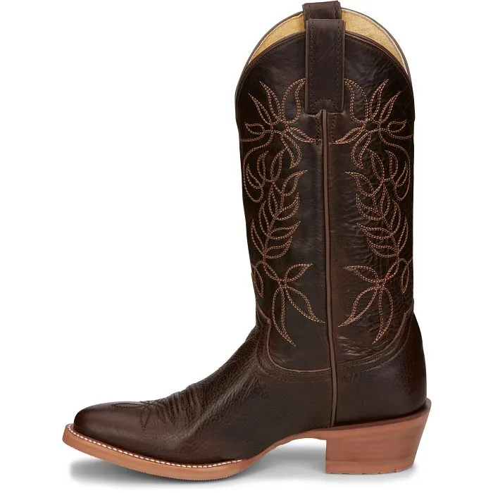 Justin Women's 12" Rosey Espresso Cowhide Round Toe Western Boot