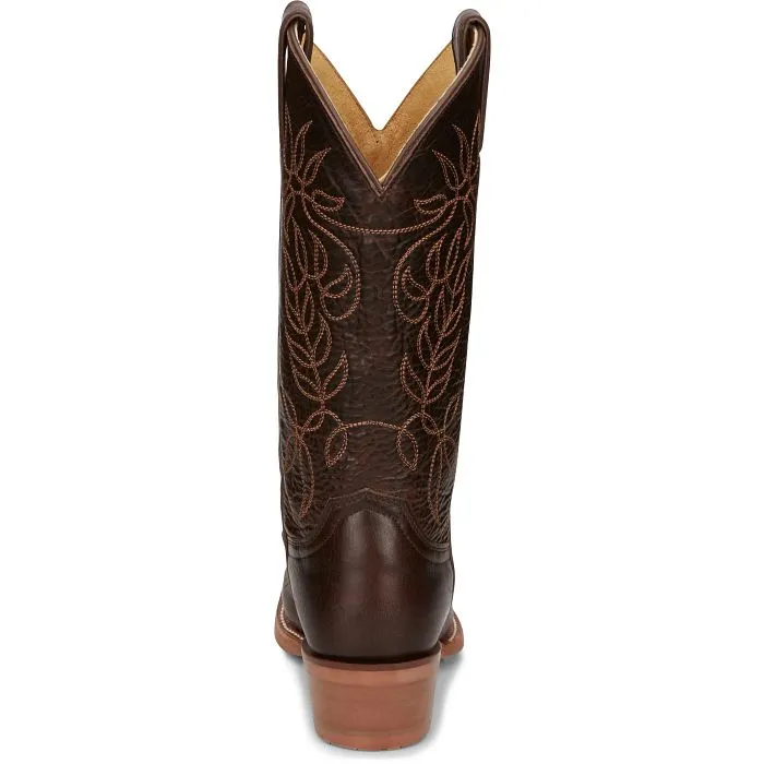 Justin Women's 12" Rosey Espresso Cowhide Round Toe Western Boot