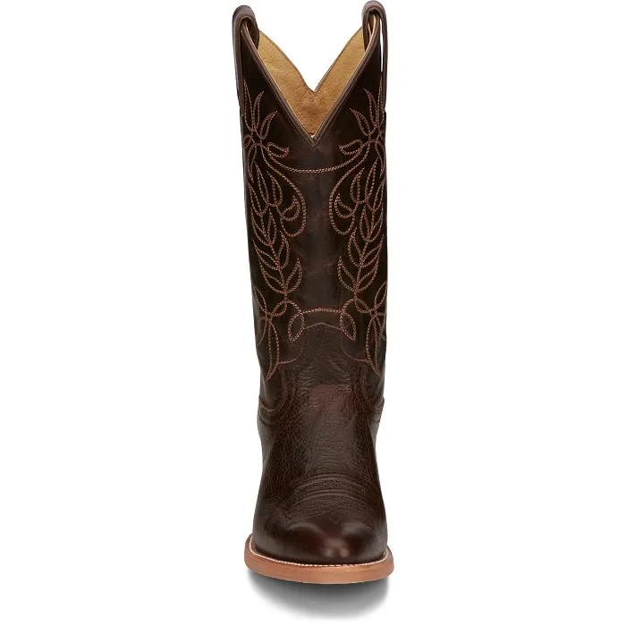 Justin Women's 12" Rosey Espresso Cowhide Round Toe Western Boot