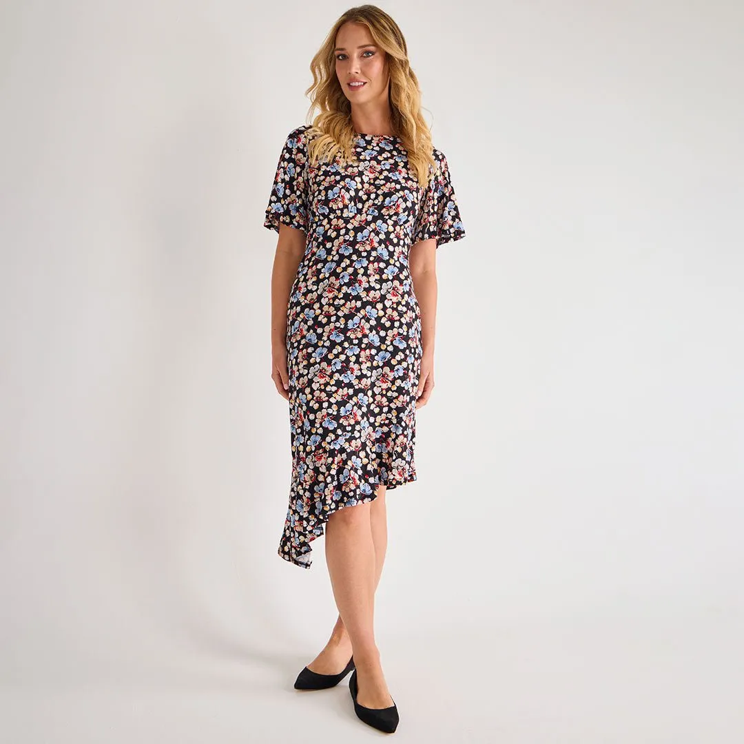Ladies Asymmetric Printed Dress