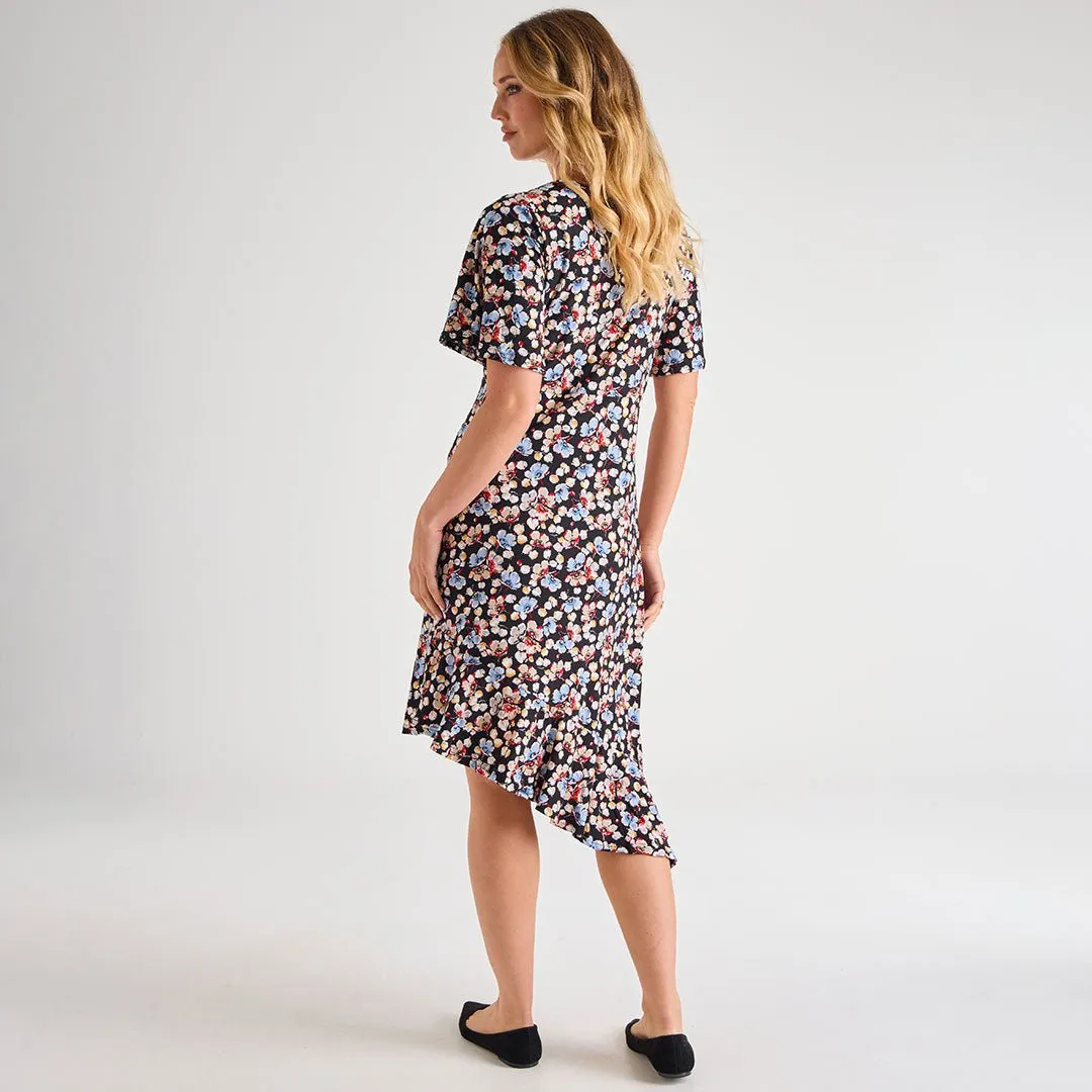 Ladies Asymmetric Printed Dress