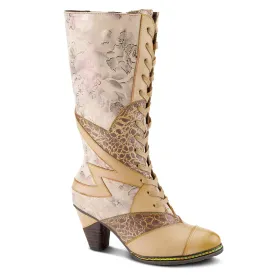 L`ARTISTE MALAGIE-CROCO BEIGE BOOTS