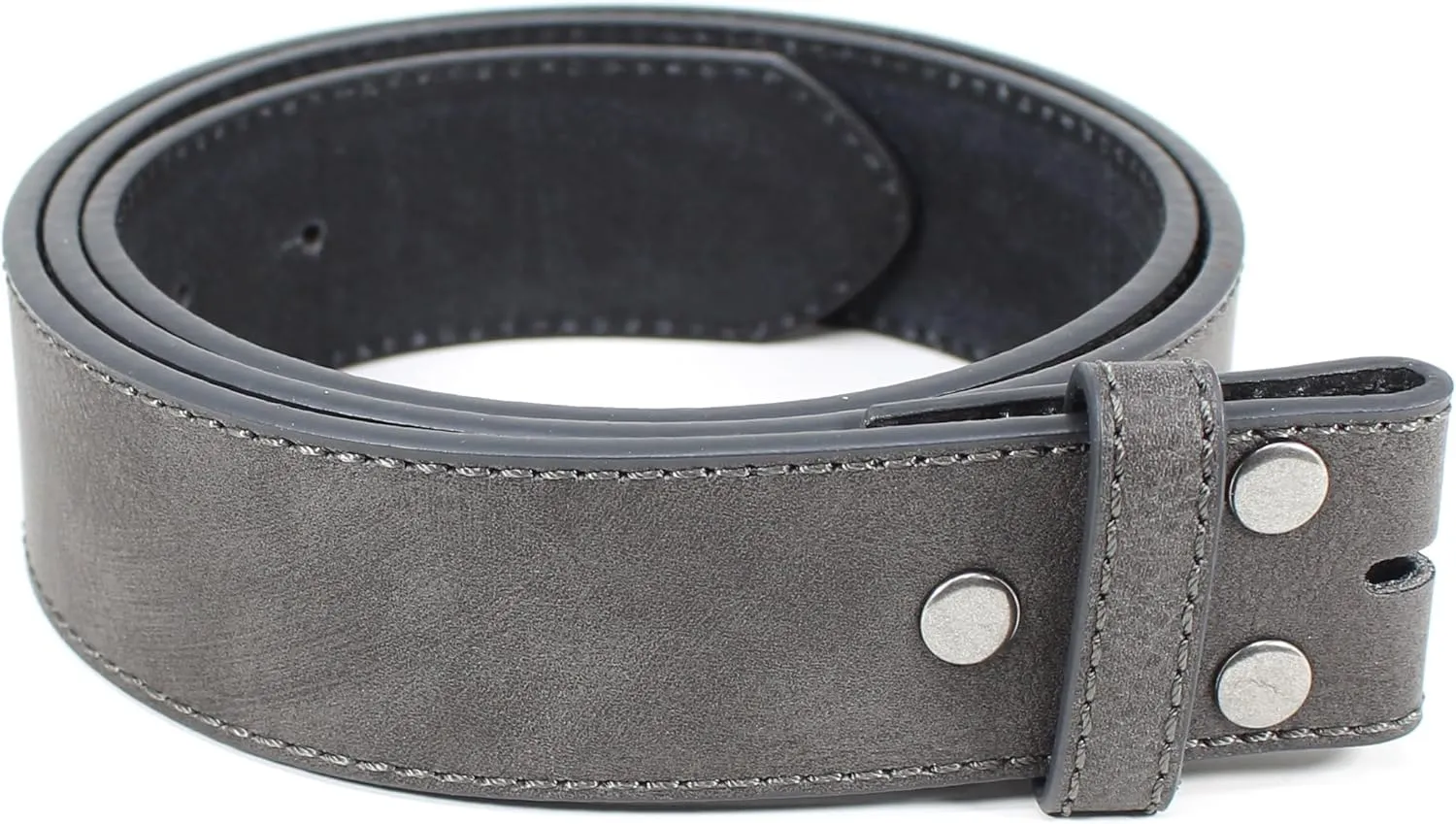 Leather Belt Strap with Vintage Distressed Texture 1.5" Wide with Snaps and without Buckle