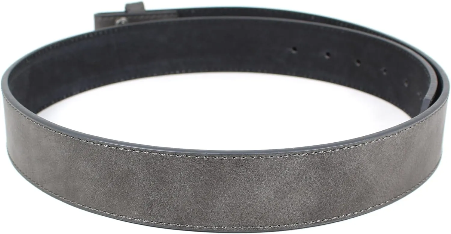 Leather Belt Strap with Vintage Distressed Texture 1.5" Wide with Snaps and without Buckle