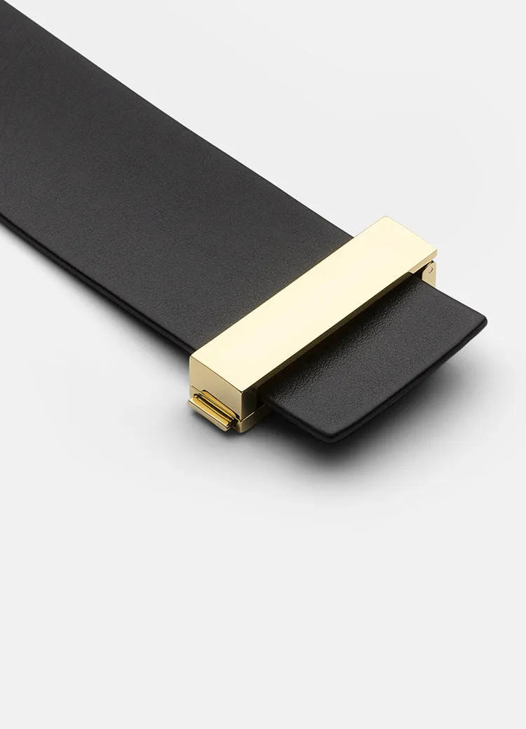 Leather Bracelet | Wide Clasp | Gold | Black