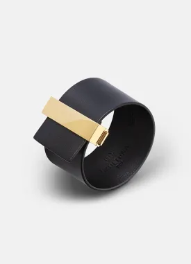 Leather Bracelet | Wide Clasp | Gold | Black