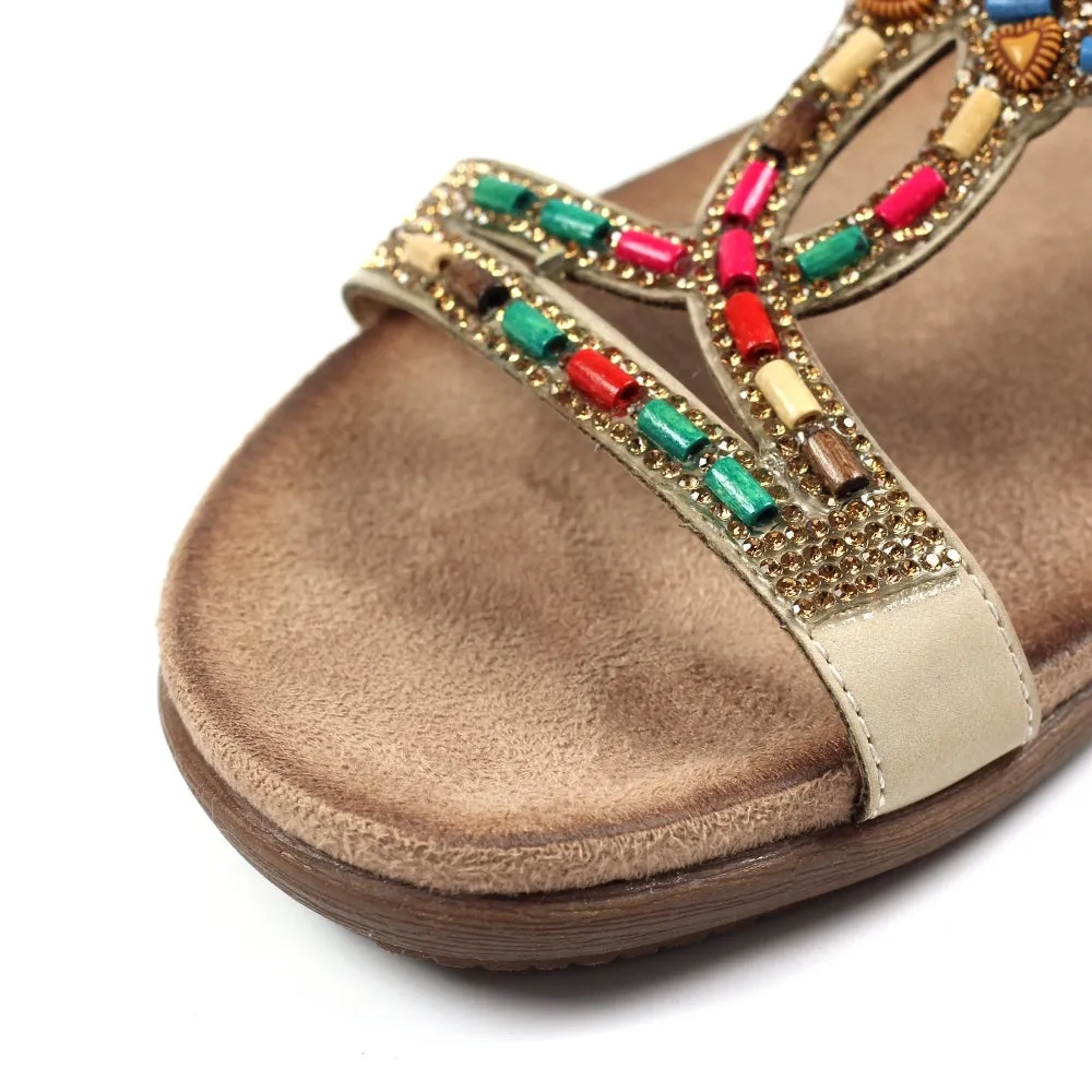 Lunar JLH331 BG Mariella Beige Beaded Sandal