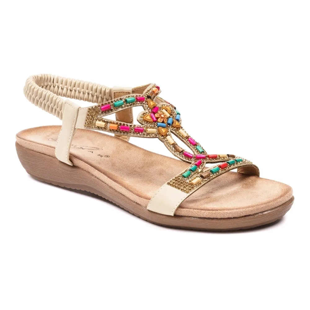Lunar JLH331 BG Mariella Beige Beaded Sandal