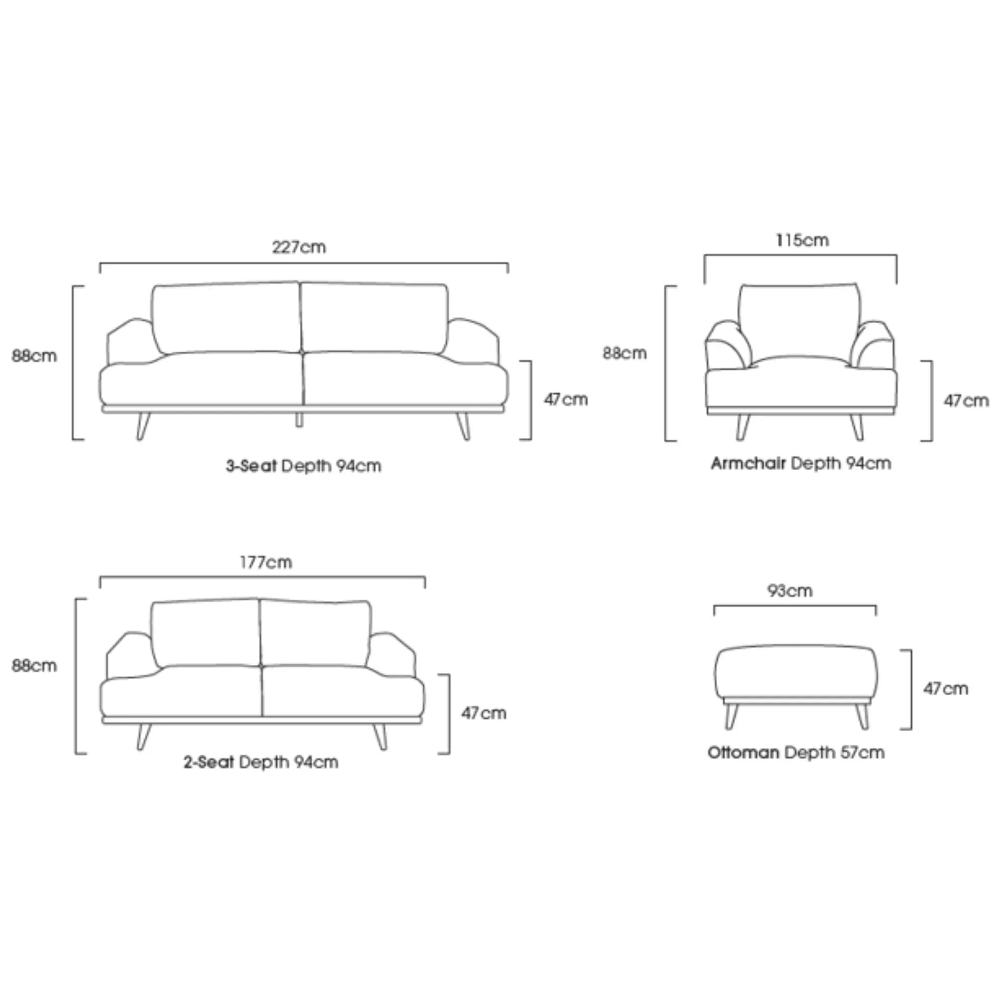 Montemart 3-Seat Sofa - Tan