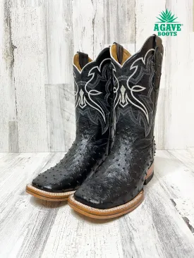OSTRICH BLACK | MEN SQUARE TOE WESTERN COWBOY BOOTS