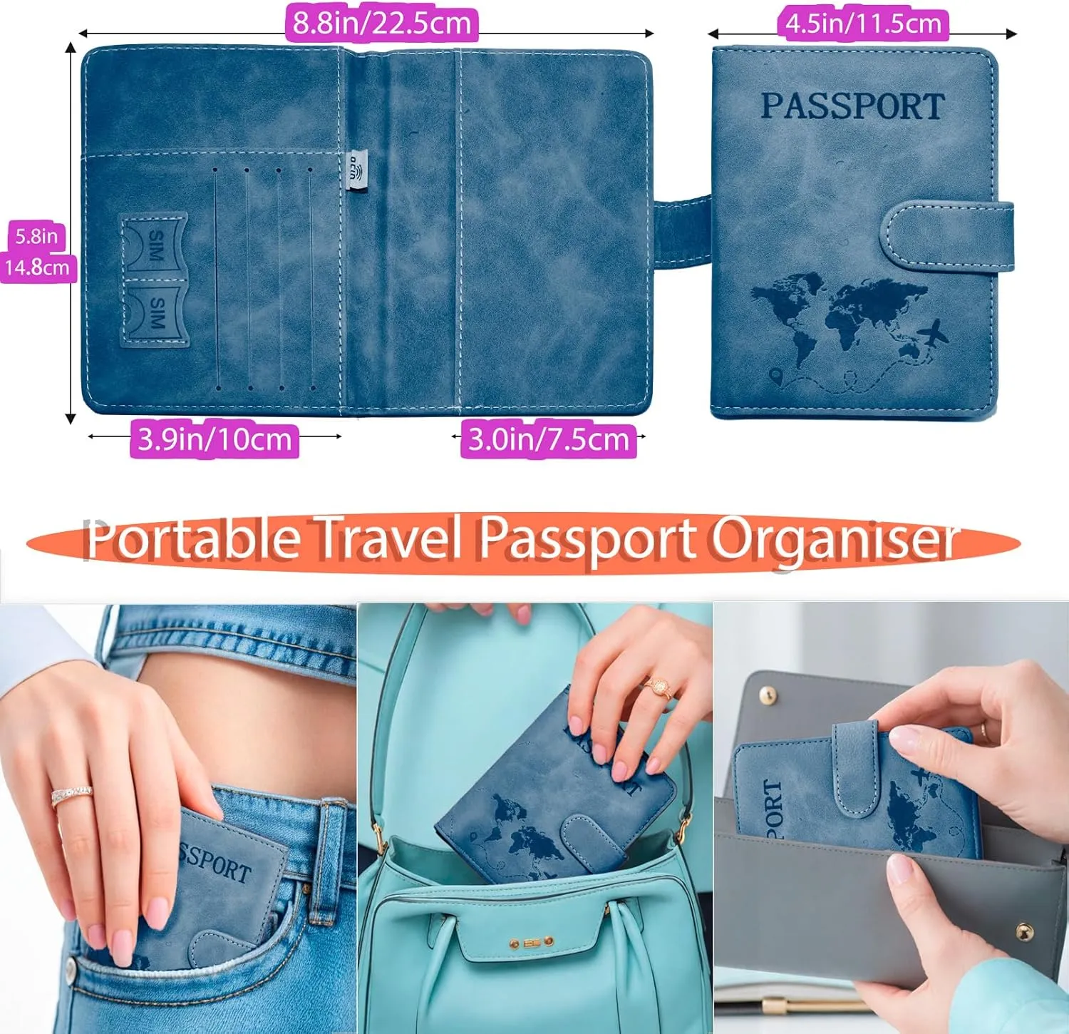 Passport Holder for Travel Essentials, 2 Pack Rfid Passport Cover for Women Men