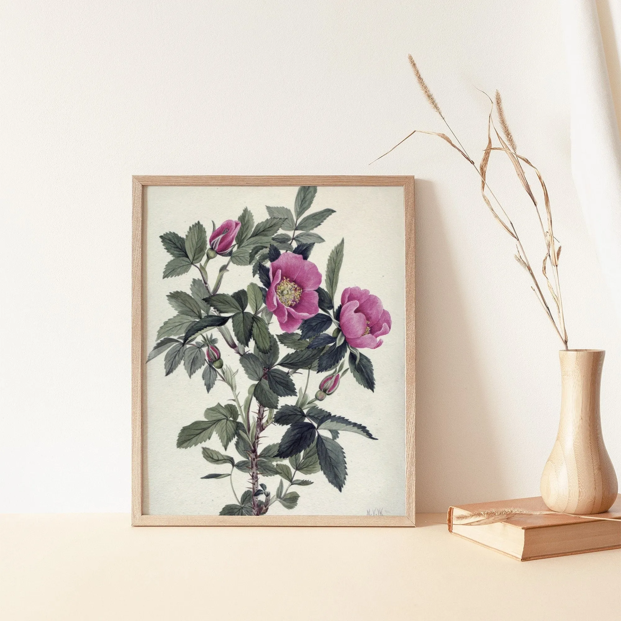 Printed Vintage Floral Plant Kitchen Wall Art