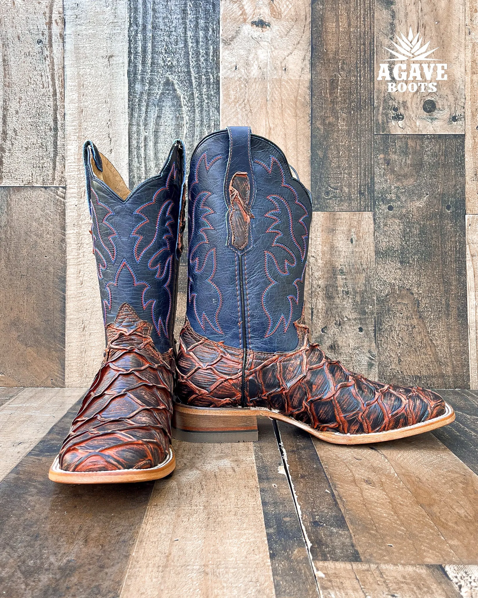"RUSTIC COGNAC" BASS  | MEN SQUARE TOE WESTERN COWBOY BOOTS
