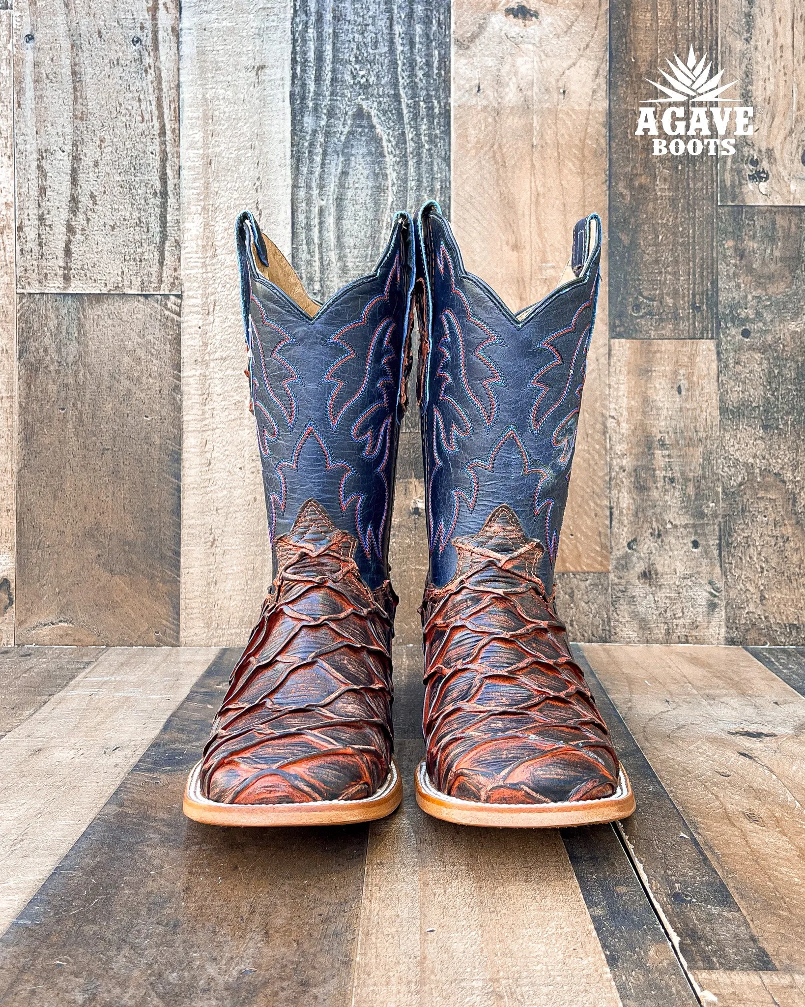 "RUSTIC COGNAC" BASS  | MEN SQUARE TOE WESTERN COWBOY BOOTS