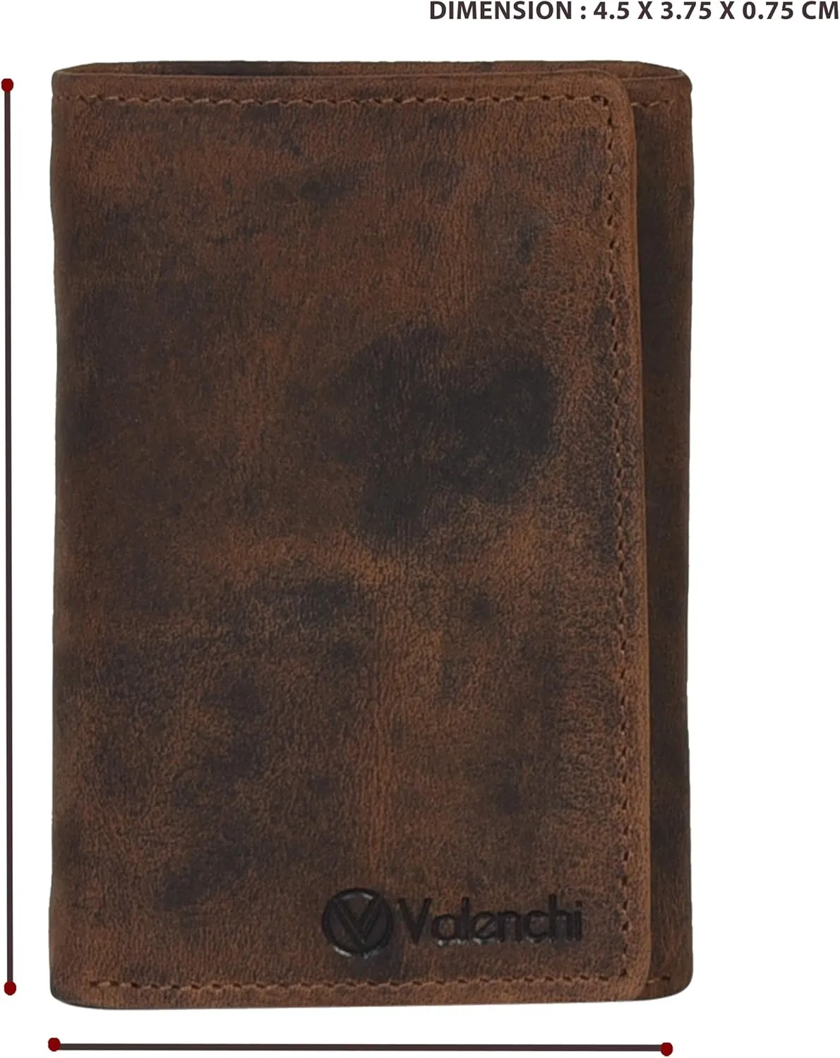 RFID Leather Trifold Wallet with 9 card slots,2 Note pocket coin pocket & ID window