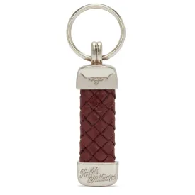 RM WILLIAMS Plaited Key Ring - Brown & Nickel