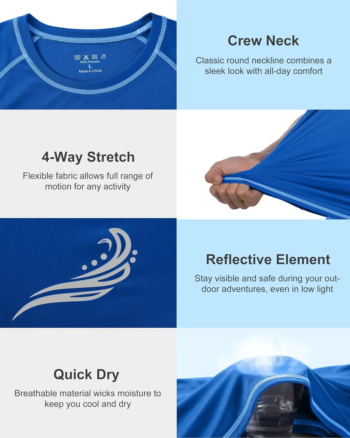 Roadbox Men's UPF 50  Swim Shirts, Short Sleeve UV Sun Protection Rash Guard T-Shirt, Quick Dry Water Surfing Beach Tees