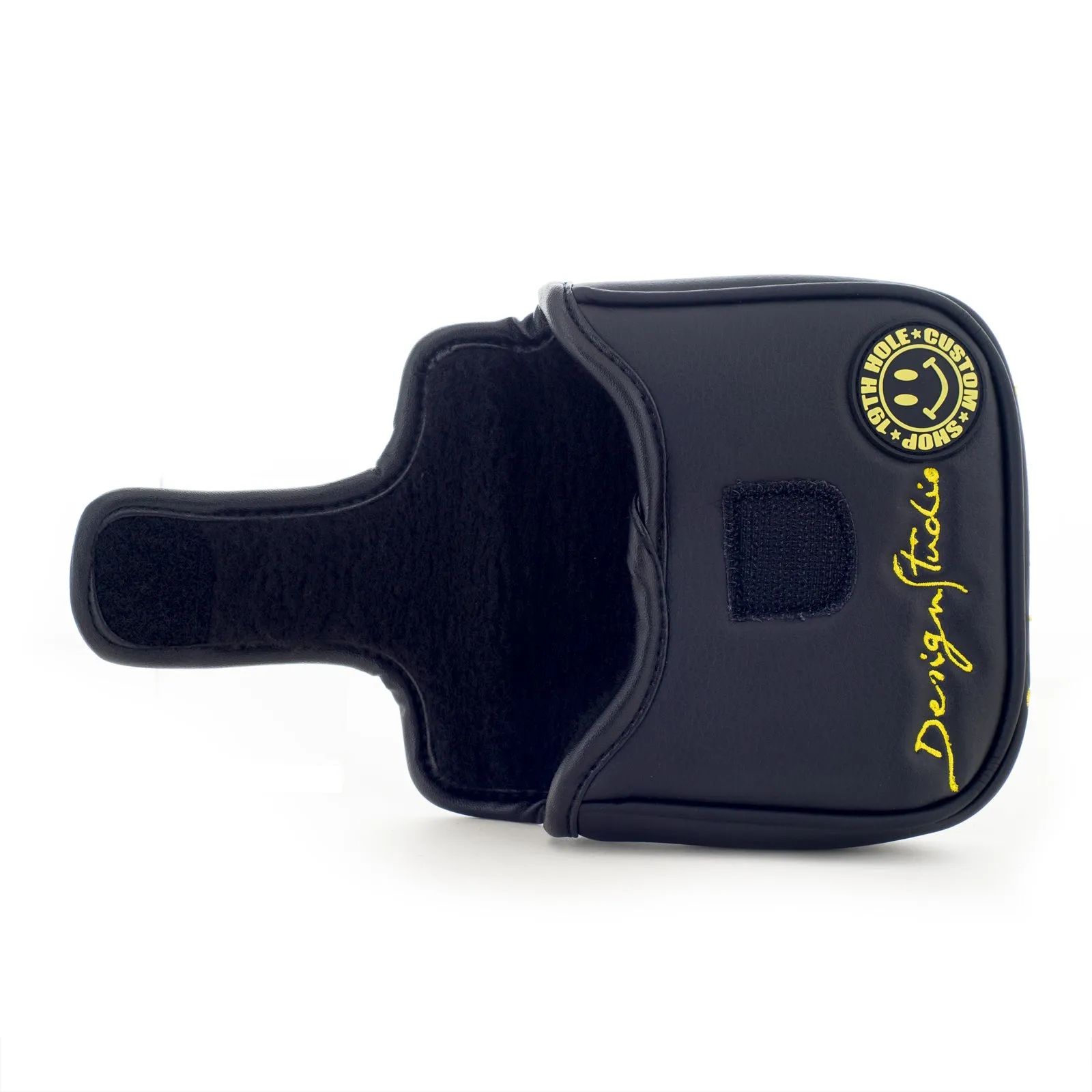 Smile Face High MOI Mallet Putter Headcover, Heel Shafted, Black