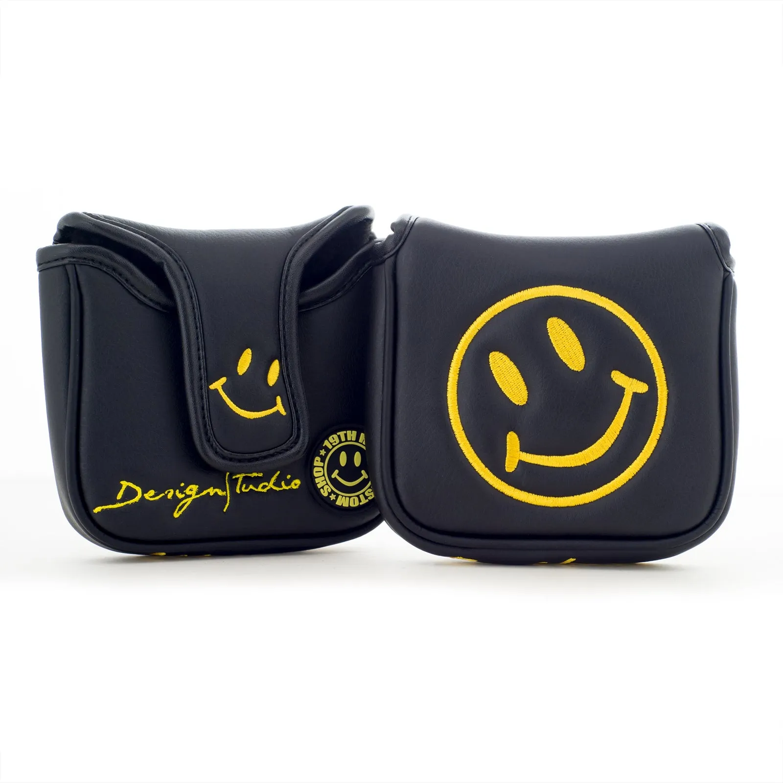 Smile Face High MOI Mallet Putter Headcover, Heel Shafted, Black