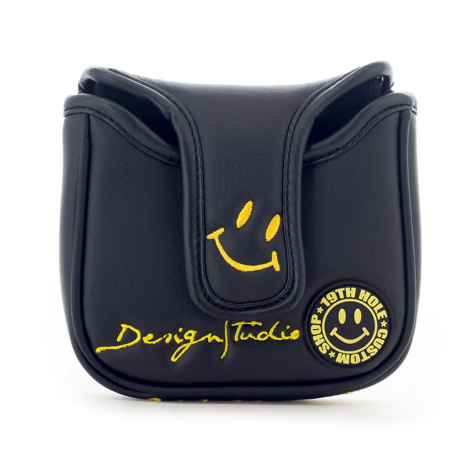 Smile Face High MOI Mallet Putter Headcover, Heel Shafted, Black