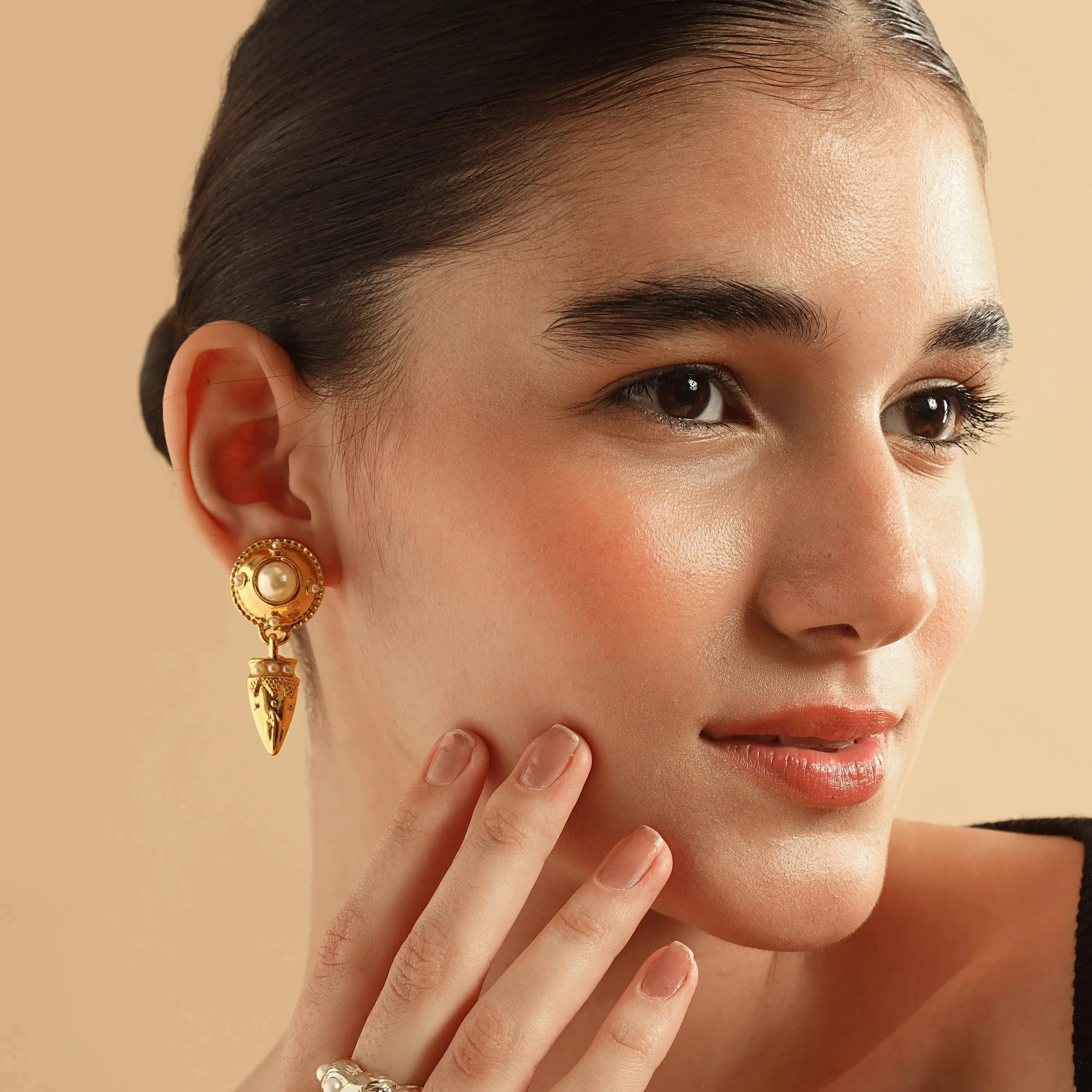 TFC 18K Glamour Nova Gold Plated Dangler Earrings