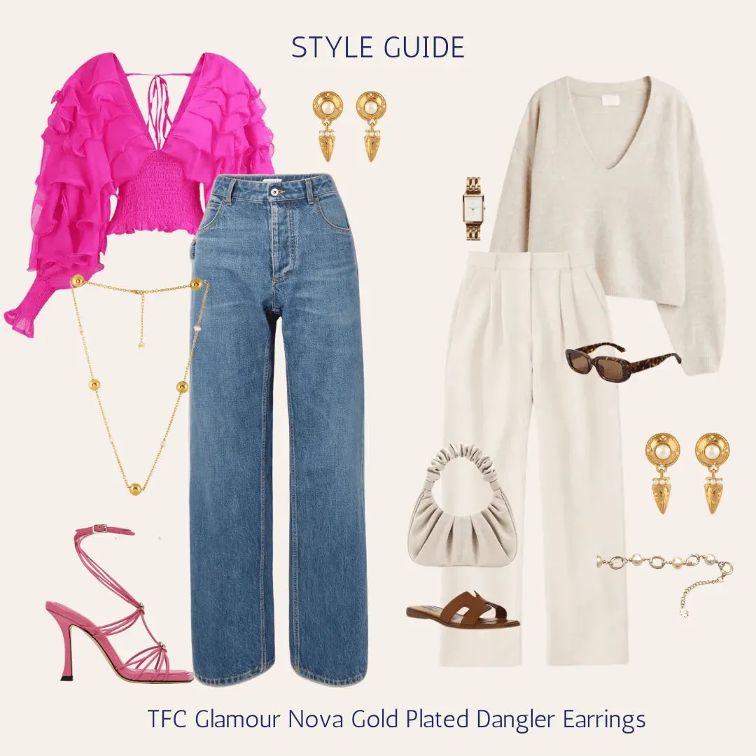 TFC 18K Glamour Nova Gold Plated Dangler Earrings
