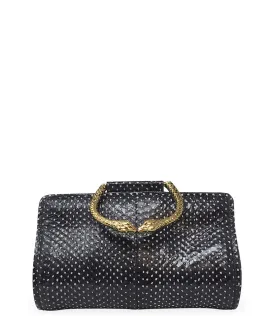 Tramontano Black Leather Mini Clutch W/ Snake Handle
