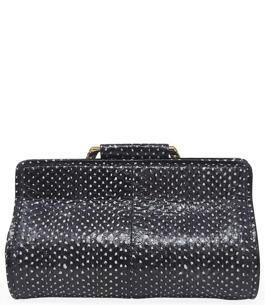 Tramontano Black Leather Mini Clutch W/ Snake Handle