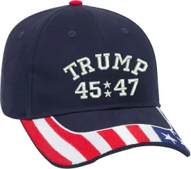 Trmp 45/47 Embroidered One Size Fits All Structured US Flag Hat