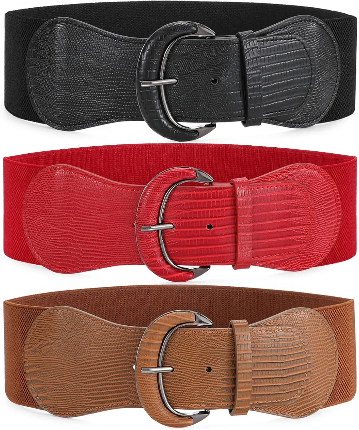 WHIPPY 3 Pack 4 Pack Women Wide Elastic Waist Belt Vintage Stretchy Belt Waistband for Ladies Dresses