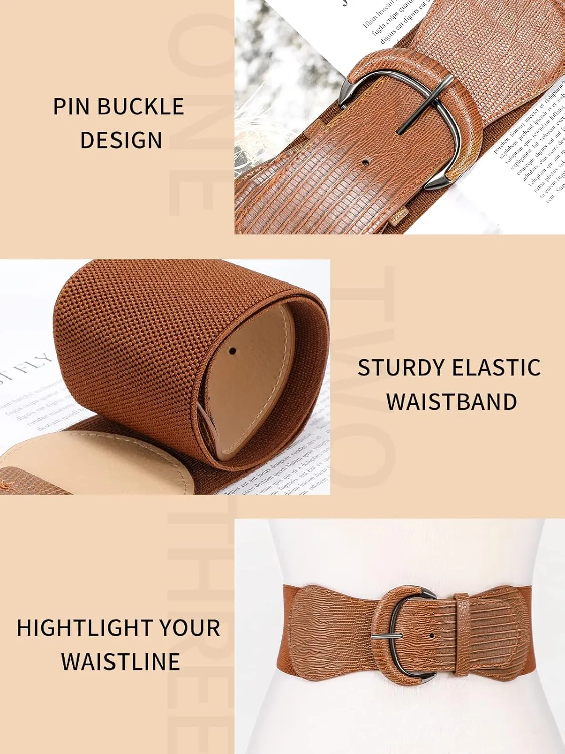 WHIPPY 3 Pack 4 Pack Women Wide Elastic Waist Belt Vintage Stretchy Belt Waistband for Ladies Dresses