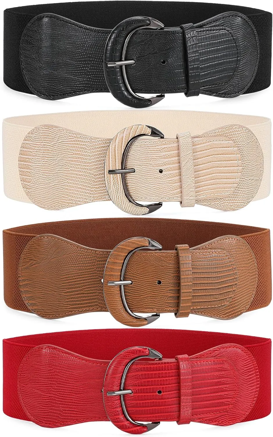 WHIPPY 3 Pack 4 Pack Women Wide Elastic Waist Belt Vintage Stretchy Belt Waistband for Ladies Dresses