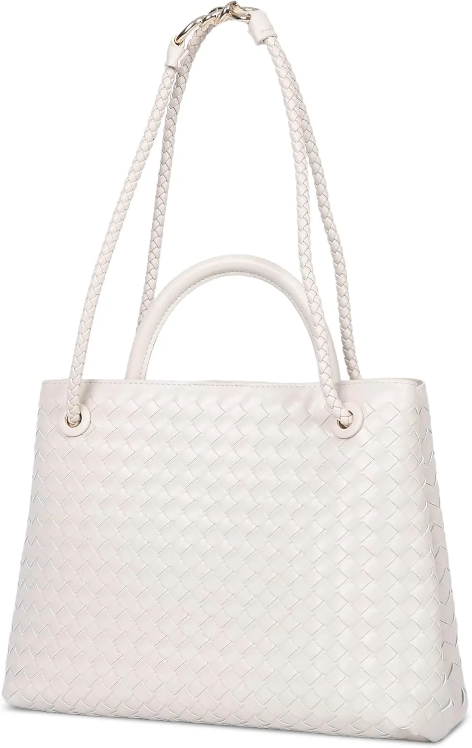 Woven Tote Bag for Women Crossbody Handbag,Vegan Leather Large Tote Purse,Trendy Satchel Handbag Bowknot Shoulder Bag