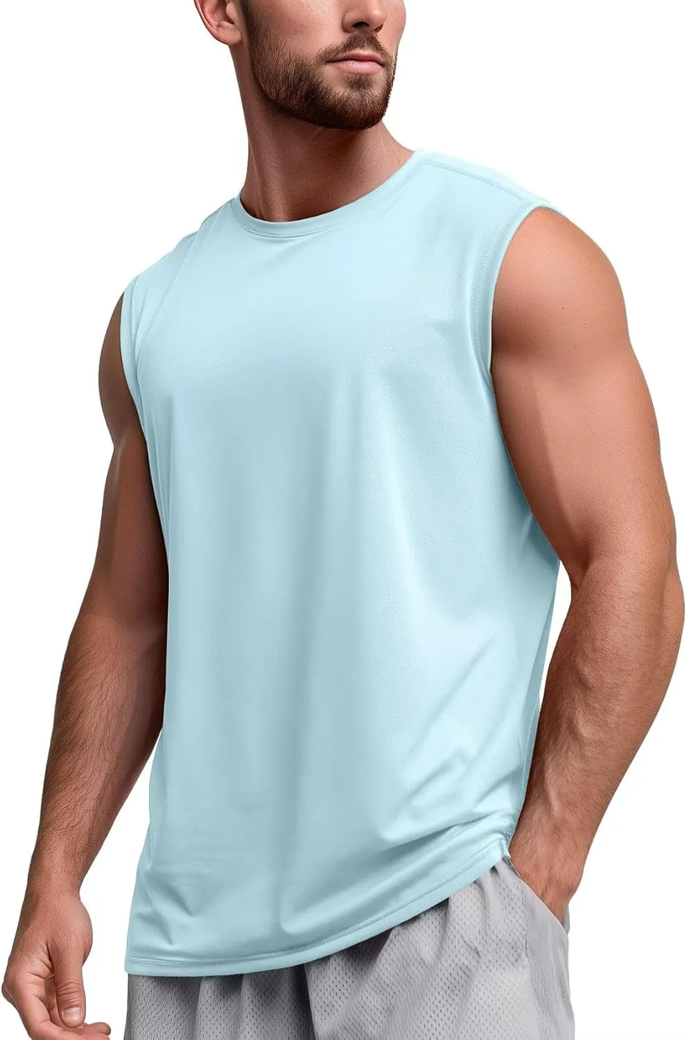 Zengjo Mens Tank Tops Workout Quick Dry Sleeveless Shirts for Gym Running Athletic Loose Muscle Tanks