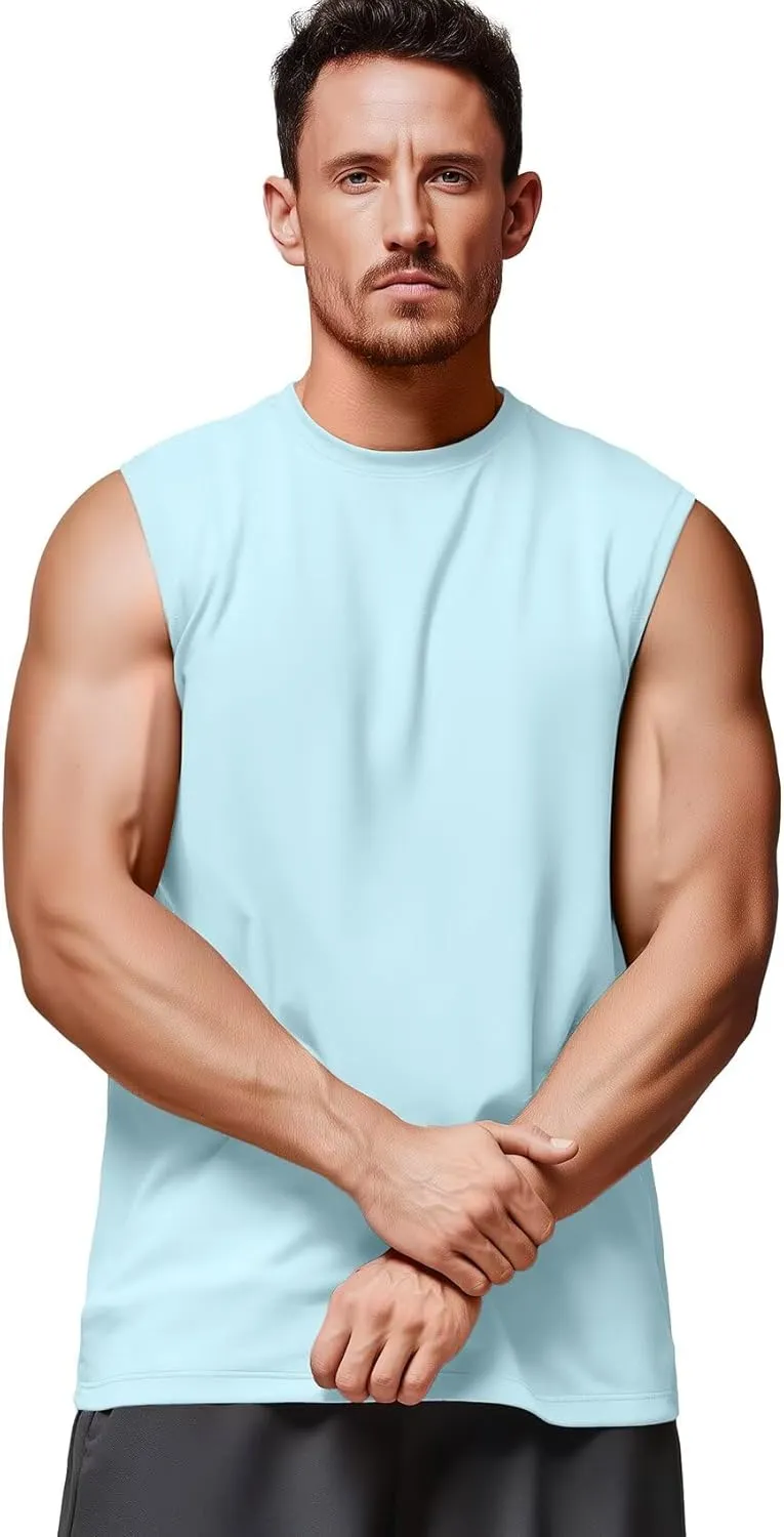Zengjo Mens Tank Tops Workout Quick Dry Sleeveless Shirts for Gym Running Athletic Loose Muscle Tanks